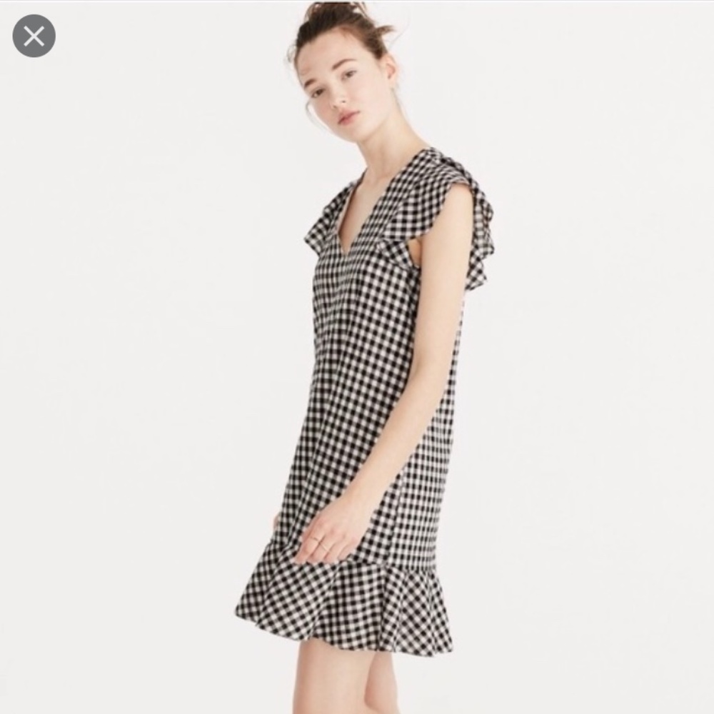 Madewell Gingham Plaid Drop Waist Dress